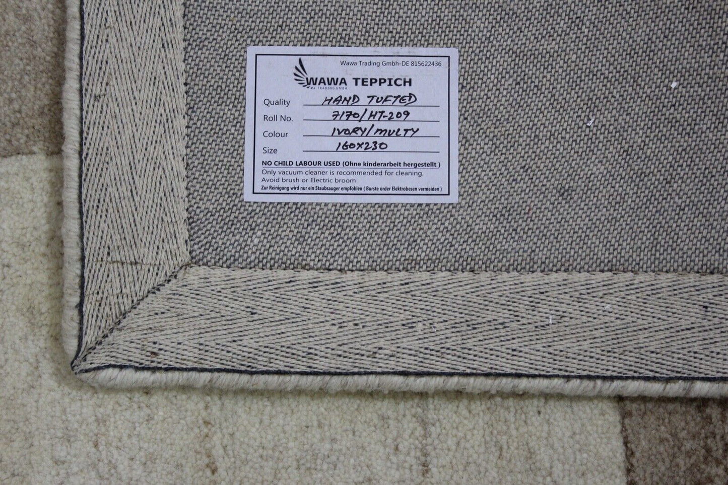 Beige Braun Grau 160X230 cm Teppich 100% Wolle Orientteppich Handgetuftet HT209