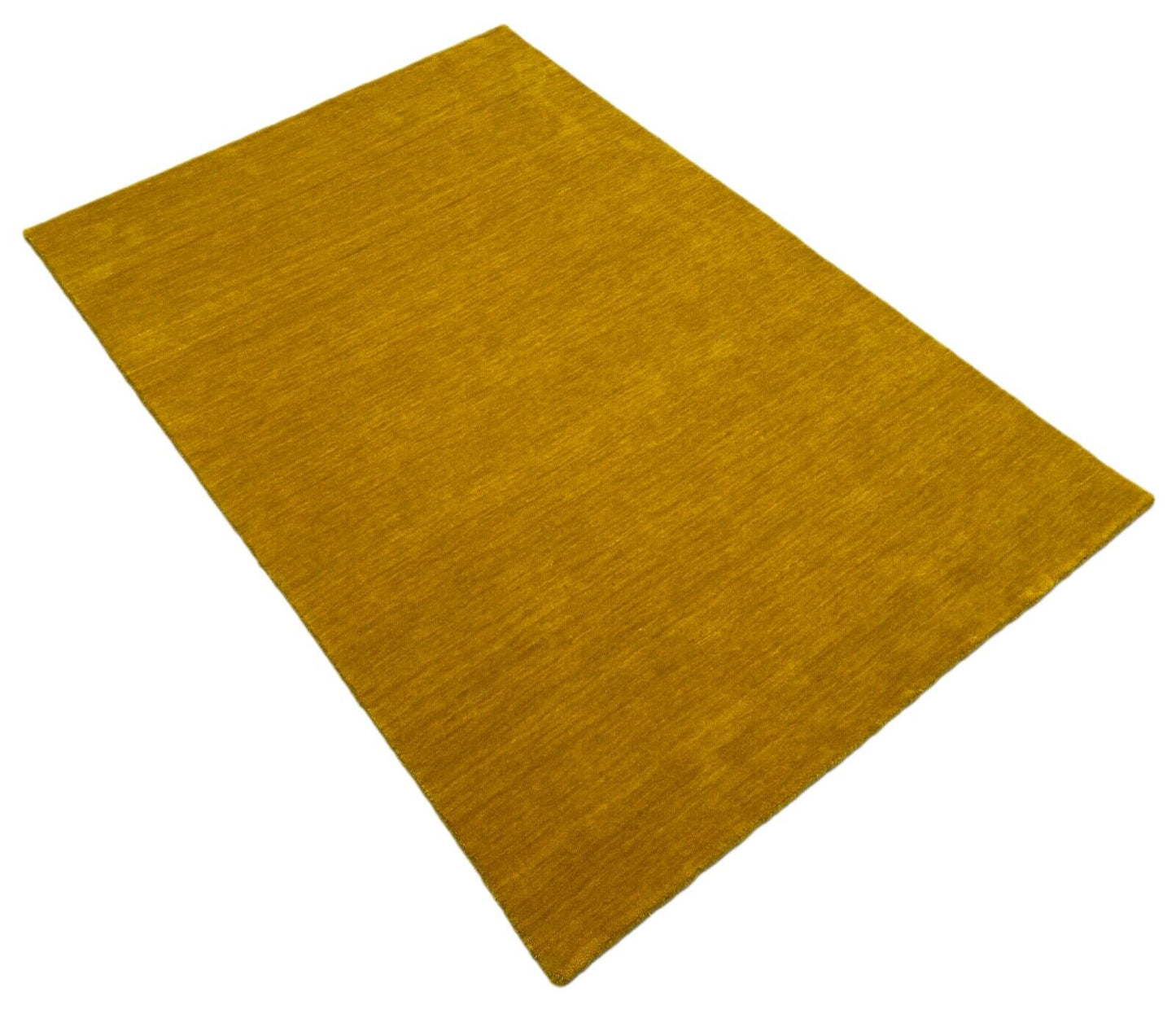 Gold Teppich 100% Wolle Gabbeh 120x180 cm Handgewebt einfarbig gefärbt G630