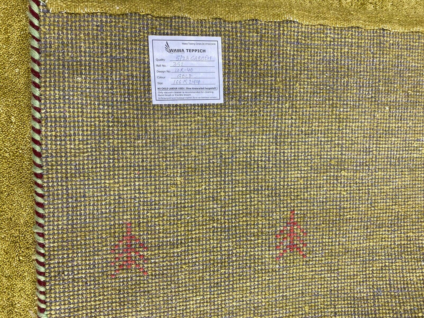 Gabbeh Teppich 100% Wolle Gold Gelb Handgeknüpft 166X244 cm WR40