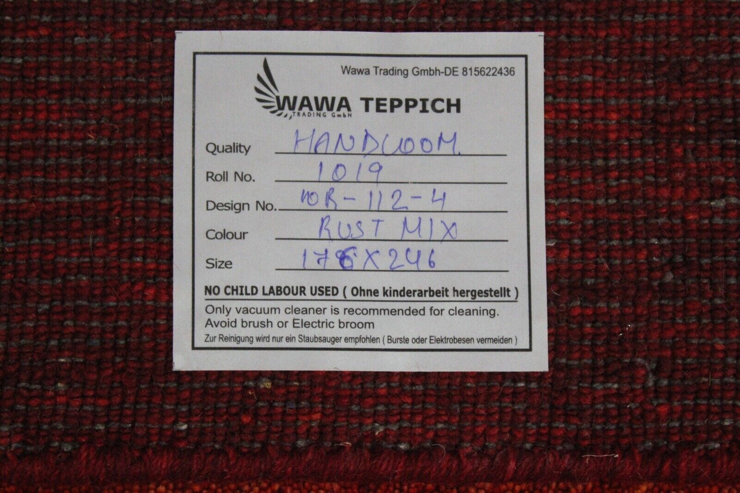 Gabbeh Teppich 100% Wolle 175X240 cm Rot Orange Handgewebt Orientteppich WR112