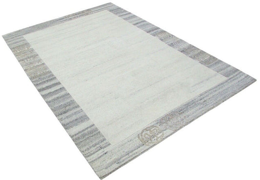 Nepal Teppich Handgeknüpft Beige Braun 100% Wolle Orientteppich 161x226 cm N-28