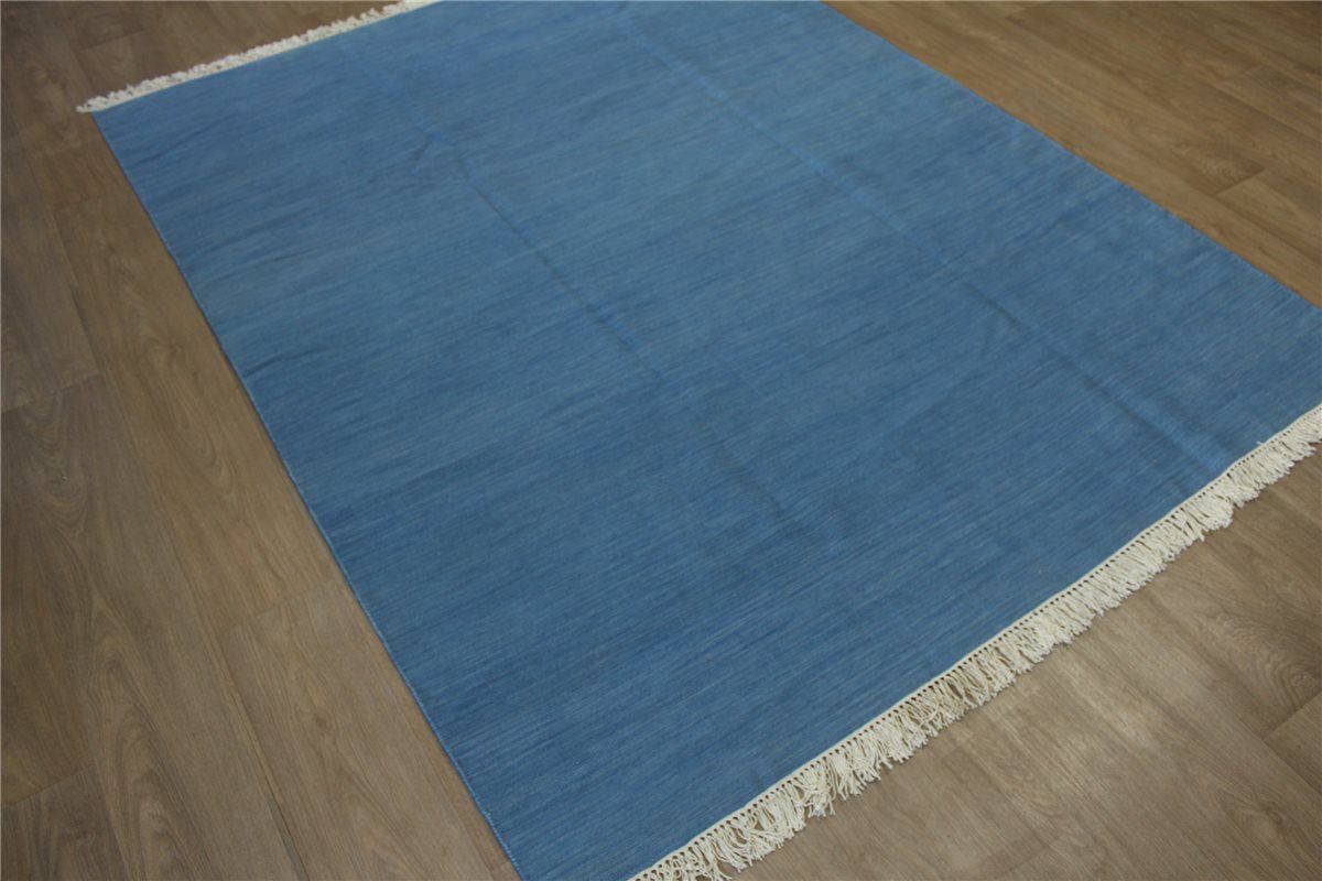 Kilim Handgewebt Fein Blau Perser Teppich, Kelim 180X240 cm 100% wolle