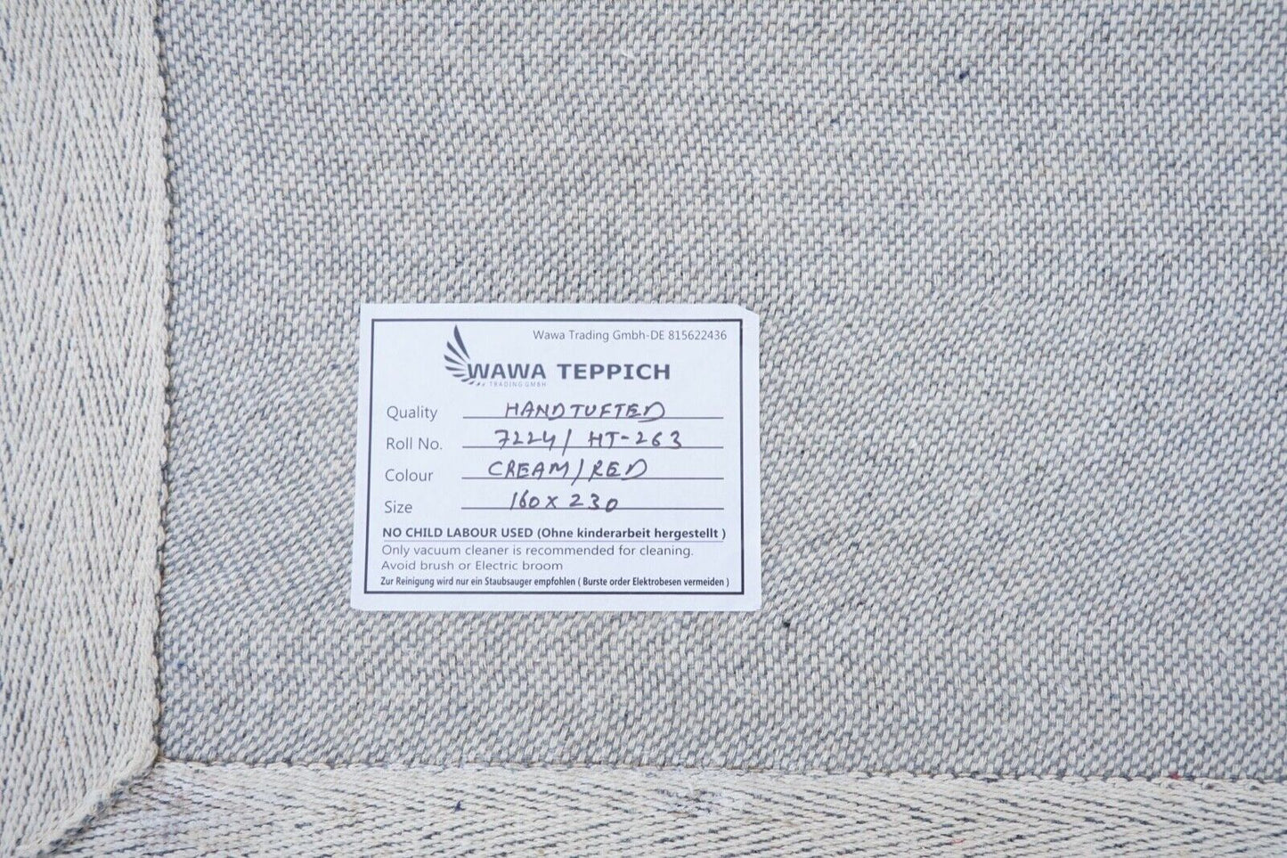 Rot Blau Beige Teppich 100% Wolle 160X230 cm Orientteppich Handgetuftet HT263
