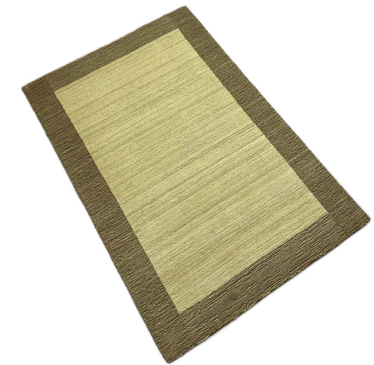 Gabbeh Teppich 100% Wolle Beige Braun loom lori Handgewebt 120x178 cm S82