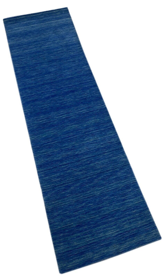 Blau Läufer Gabbeh Teppich 100% Wolle Loom Handgefertigt 80X297 cm WR132