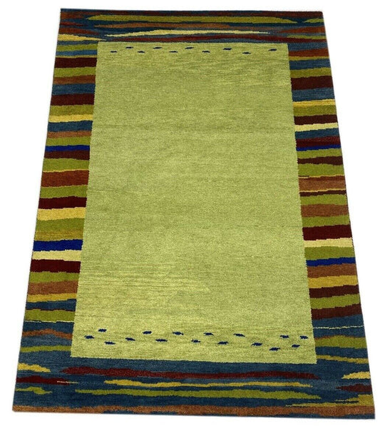 Gabbeh Teppich 100% Wolle Pista Hell Grün Handgeknüpft 170X240 cm WR33