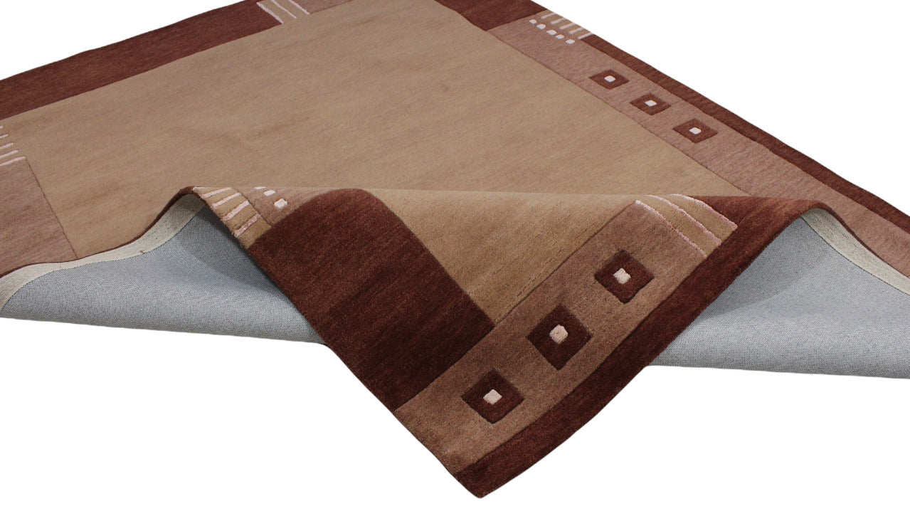 Kamelfarbe Teppich 170X240 CM 100% Wolle Beige Handgetuftet Braun T4