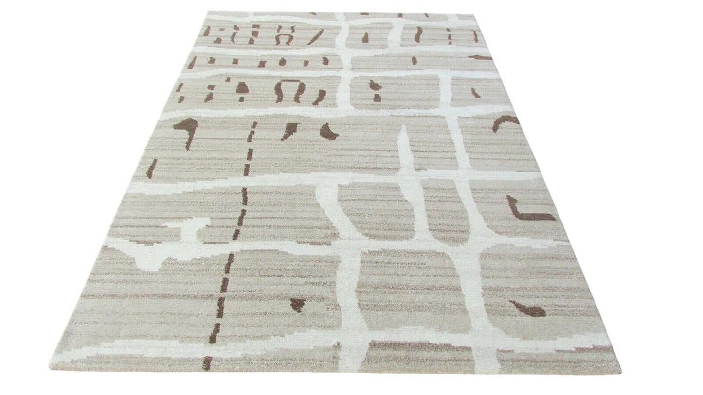 Nepal Teppich Handgeknüpft Beige Braun 100% Wolle Orientteppich 160x226 cm N-84