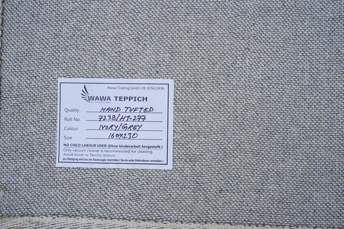 Teppich Beige Grau Schwarz 160X230 cm 100% Wolle Orient Handgetuftet HT277u