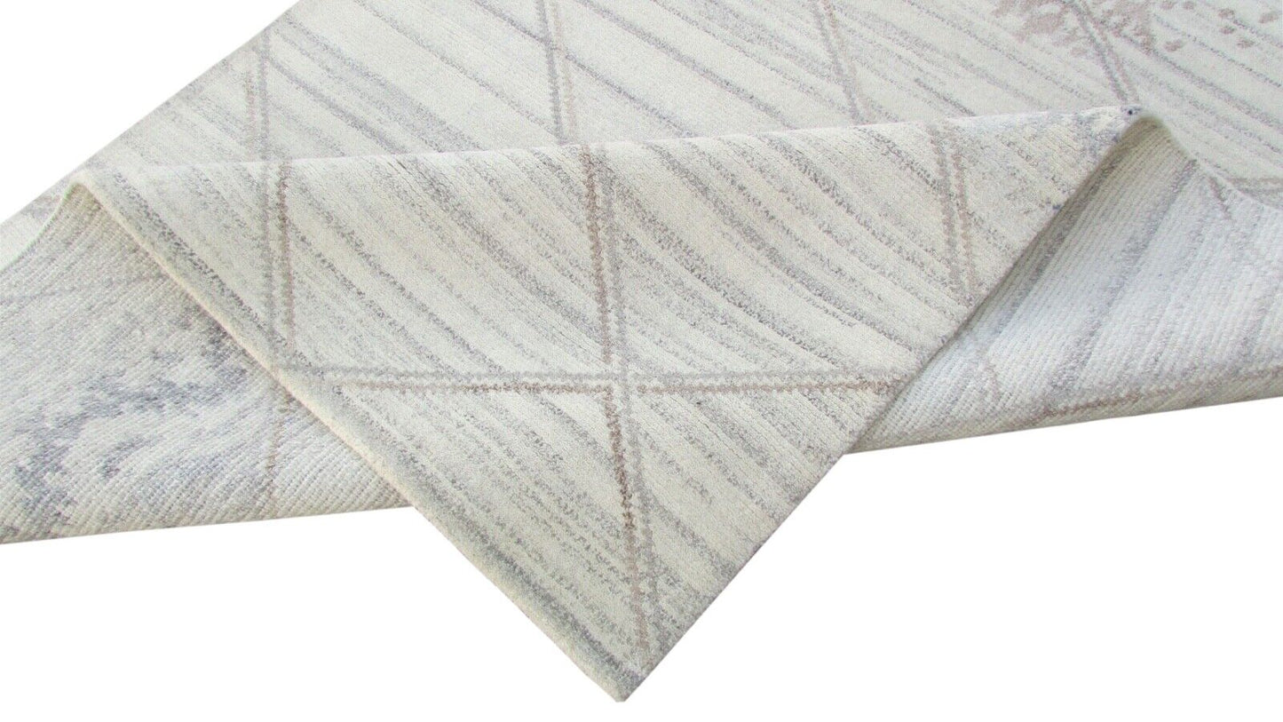 Nepal Teppich Handgeknüpft Beige Grau 100% Wolle Orientteppich 163x229 cm N-13