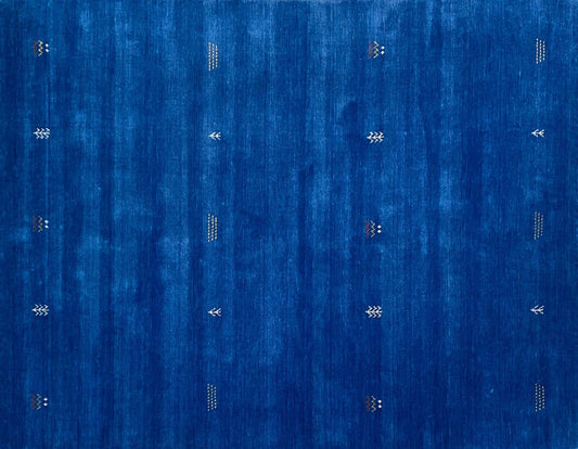Gabbeh Blau Teppich 160x230 cm Handgewebt 100% Wolle Lori Debbich Loom G64T6