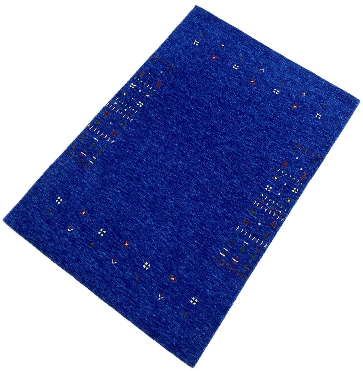Teppich 100% Wolle Lori Handgewebt Blau Orientteppich 125x183 cm S109