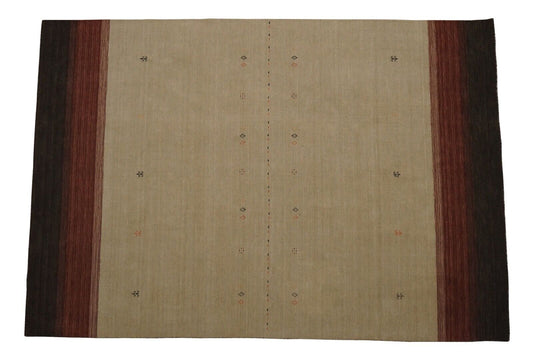 Gabbeh Teppich Beige Braun 100% Wolle 200x300 cm Handgewebt Orientteppich Lr532