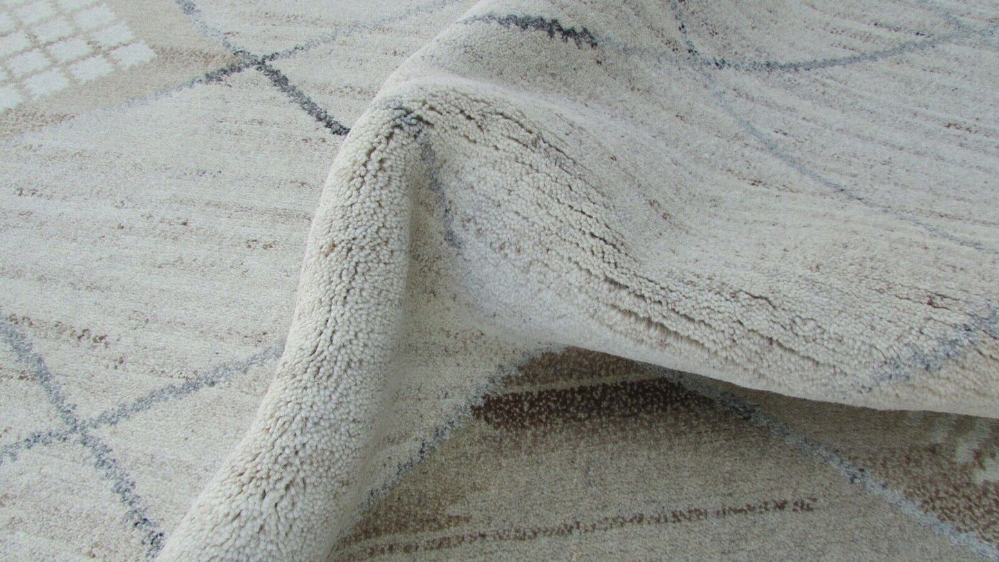 Nepal Teppich Handgeknüpft Beige Grau 100% Wolle Orientteppich 164x224 cm N-75