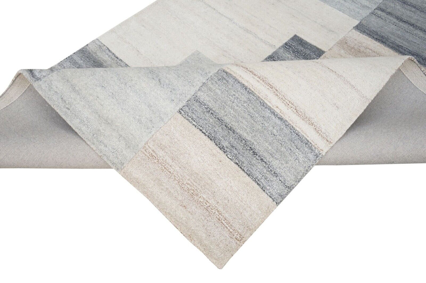 Teppich 100% Wolle Grau Beige 160X230 cm Orientteppich Handgetuftet HT232