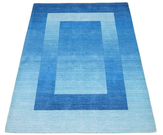 Blau Teppich 100% Wolle 160X230 cm Orientteppich Handgetuftet HT354