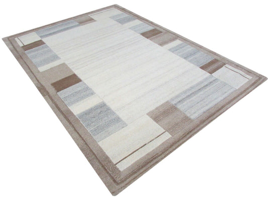 Teppich 100% Wolle Beige Grau 160X230 cm Orientteppich Handgetuftet T790