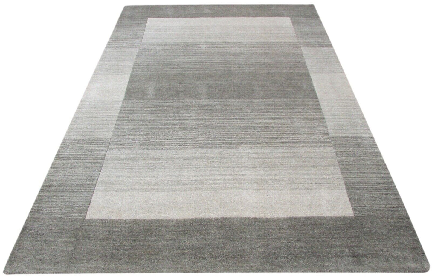 Grau Wolle Teppich 160X230 cm Handarbeit Beige Handgetuftet T857