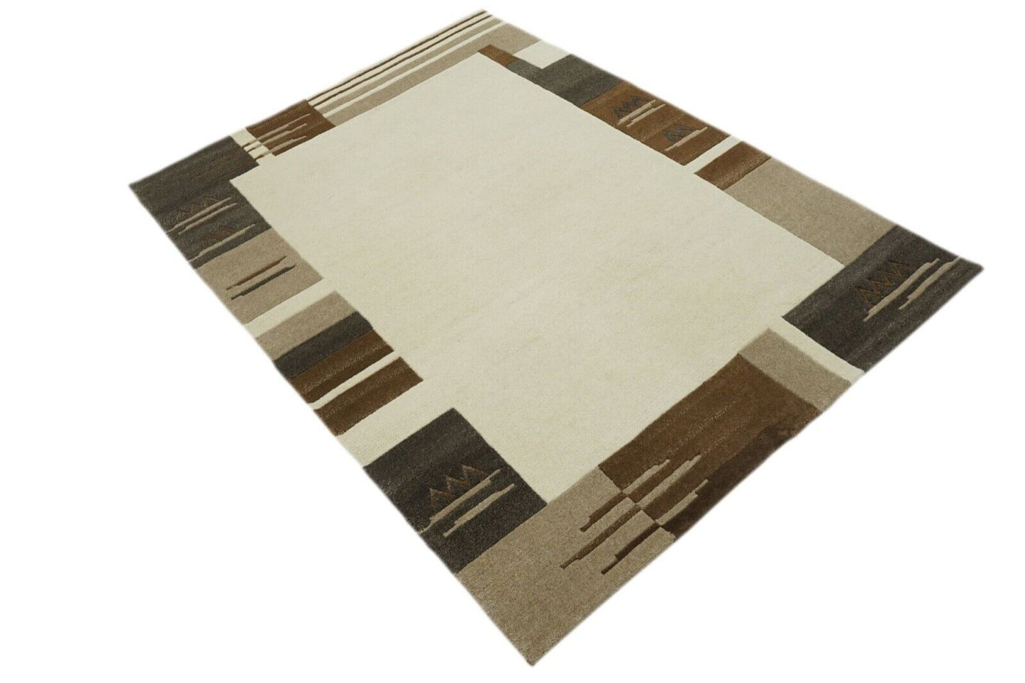 Braun Beige Nepal Teppich Handgeknüpft 100% Wolle Orientteppich 250X300 cm N772