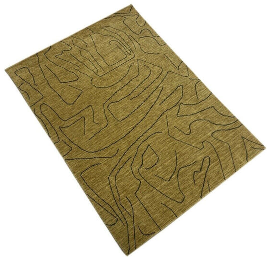 Gabbeh Teppich Gold Beige 100% Wolle 142x195 cm Handgewebt Lori WR65