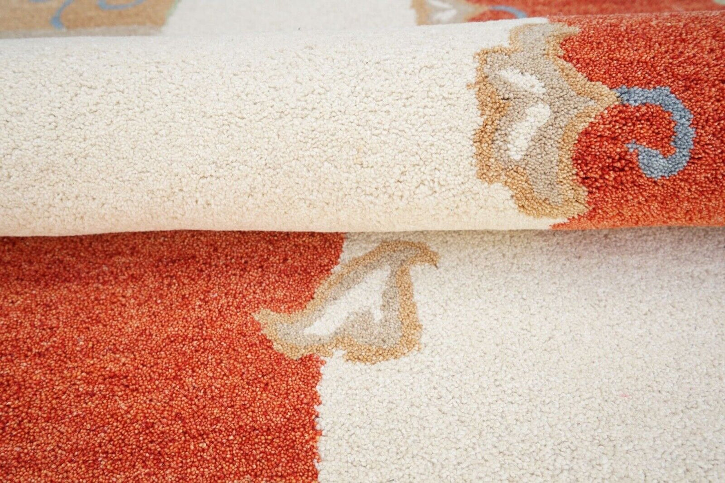 Teppich 100% Wolle Orange Beige 160X230 cm Orientteppich Handgetuftet HT355