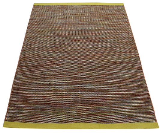 Gold Wohnzimmer 100% wolle Teppich Orange Gelb Flachgewebe 170x240 cm Kilim