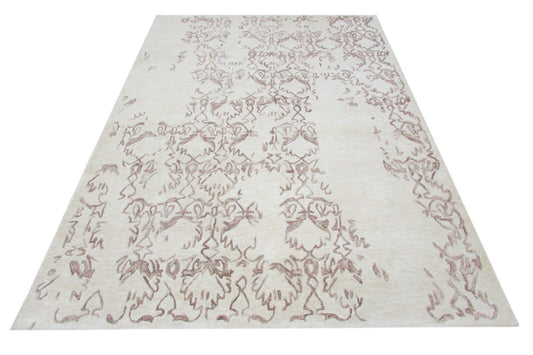 Wohnzimmer Designer Teppich 100% Wolle Braun Beige 160X230 cm Handgetuftet T808