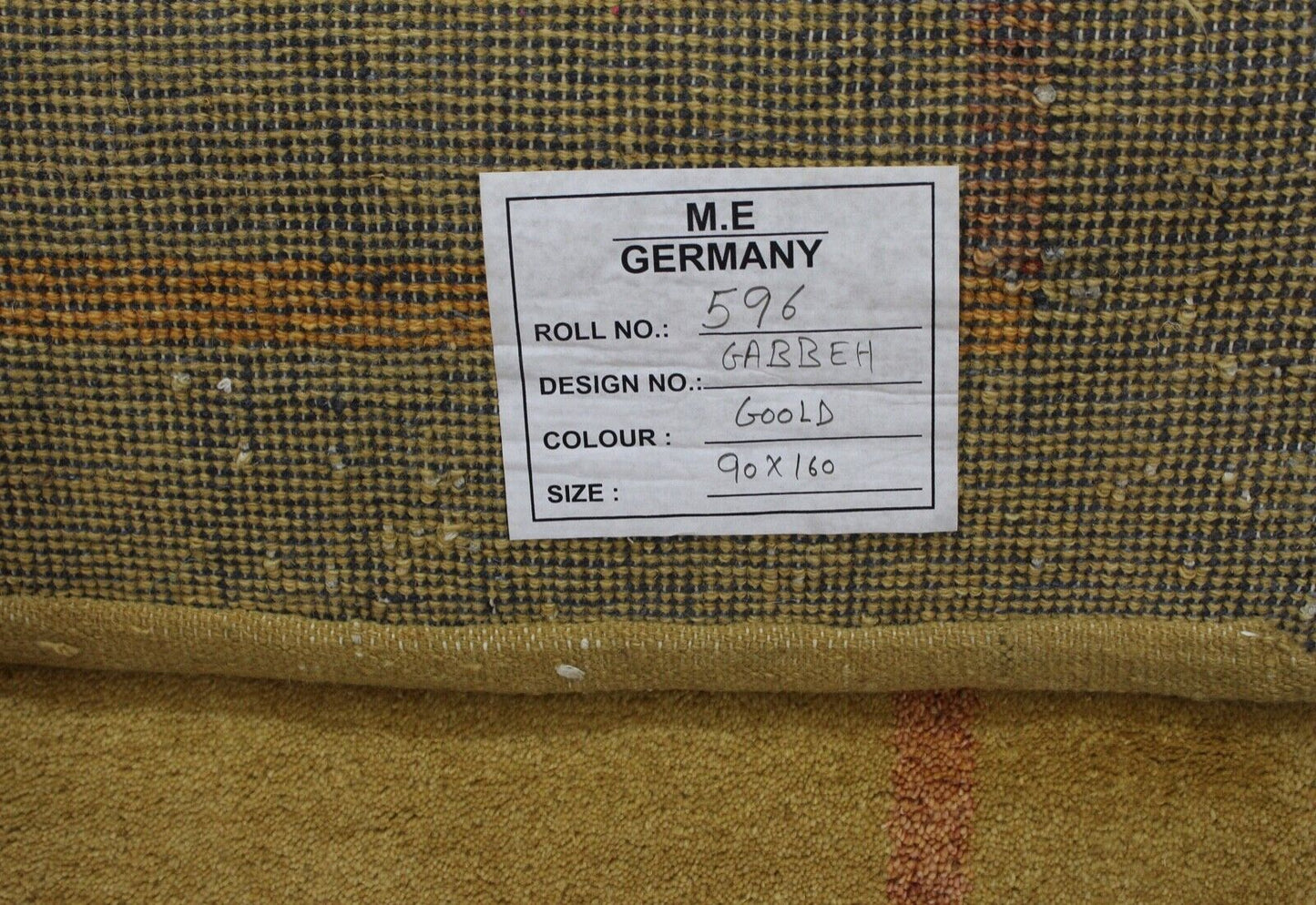 Gabbeh Teppich 90x160 cm Gold Handgeknüpft 100% Wolle Orientteppich R596