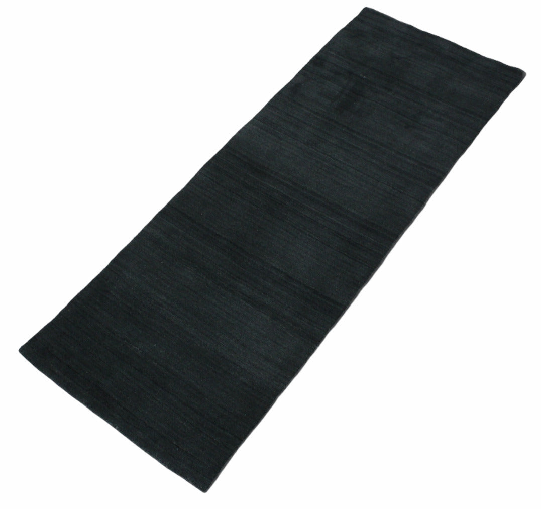 Schwarz Brücke 100% Wolle 73X200 cm Handgewebter Teppich Orientteppich C12