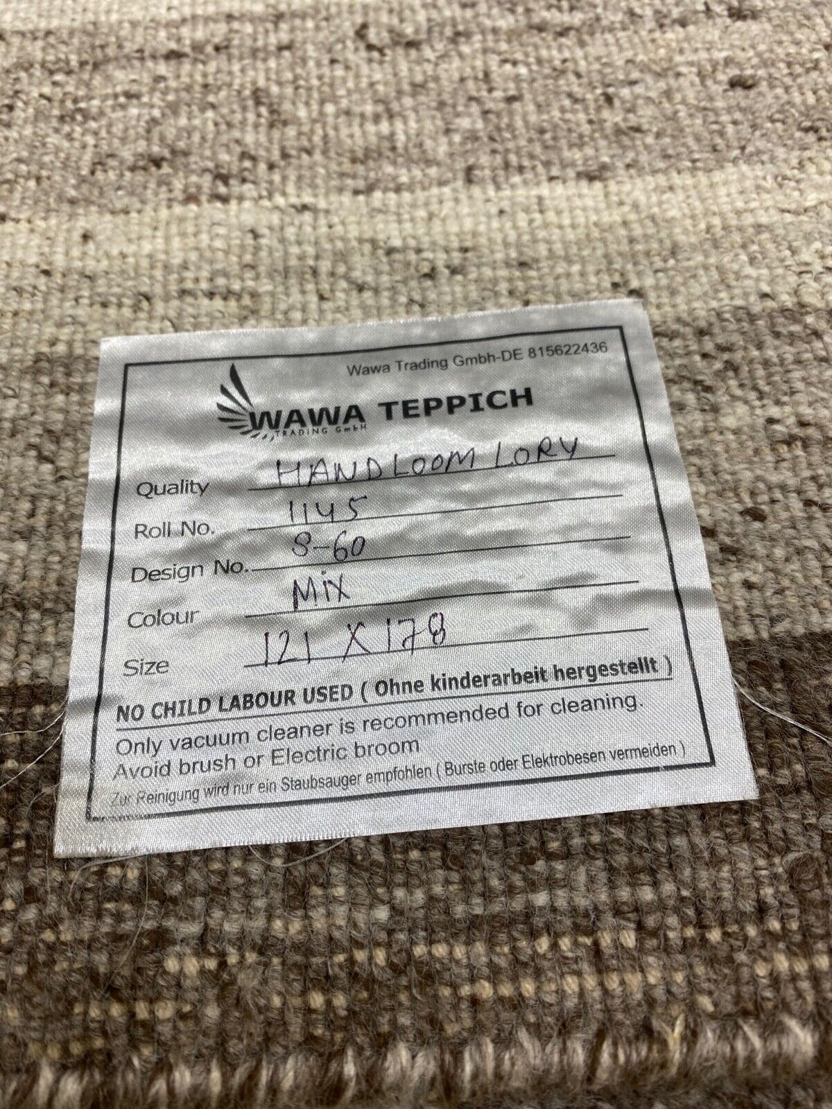 Gabbeh Teppich 100% Wolle Beige Braun loom lori Handgewebt 120x180 cm S60