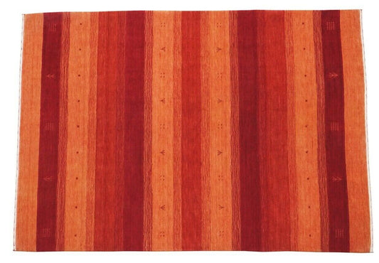 Gabbeh Teppich Rot Orange 100% Wolle 142x198 cm Handgewebt Lori Lr451