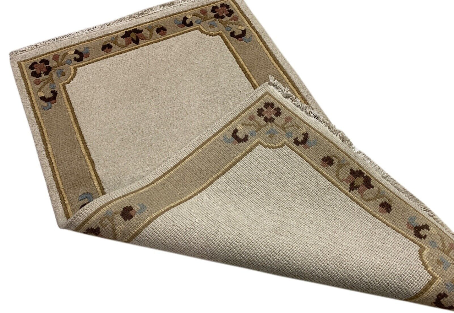 Nepal Teppich Handgeknüpft Beige 100% Wolle Orientteppich 90x155 cm N-106