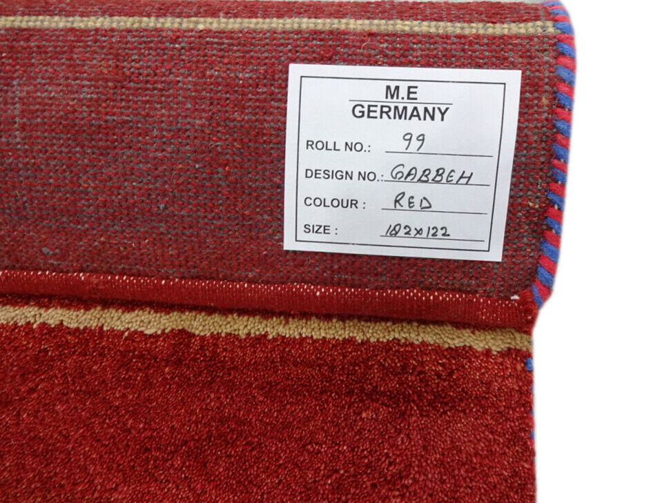 Gabbeh Teppich Handgeknüpft 100% Wolle Rot Beige  Orientteppich 122X182 CM M99