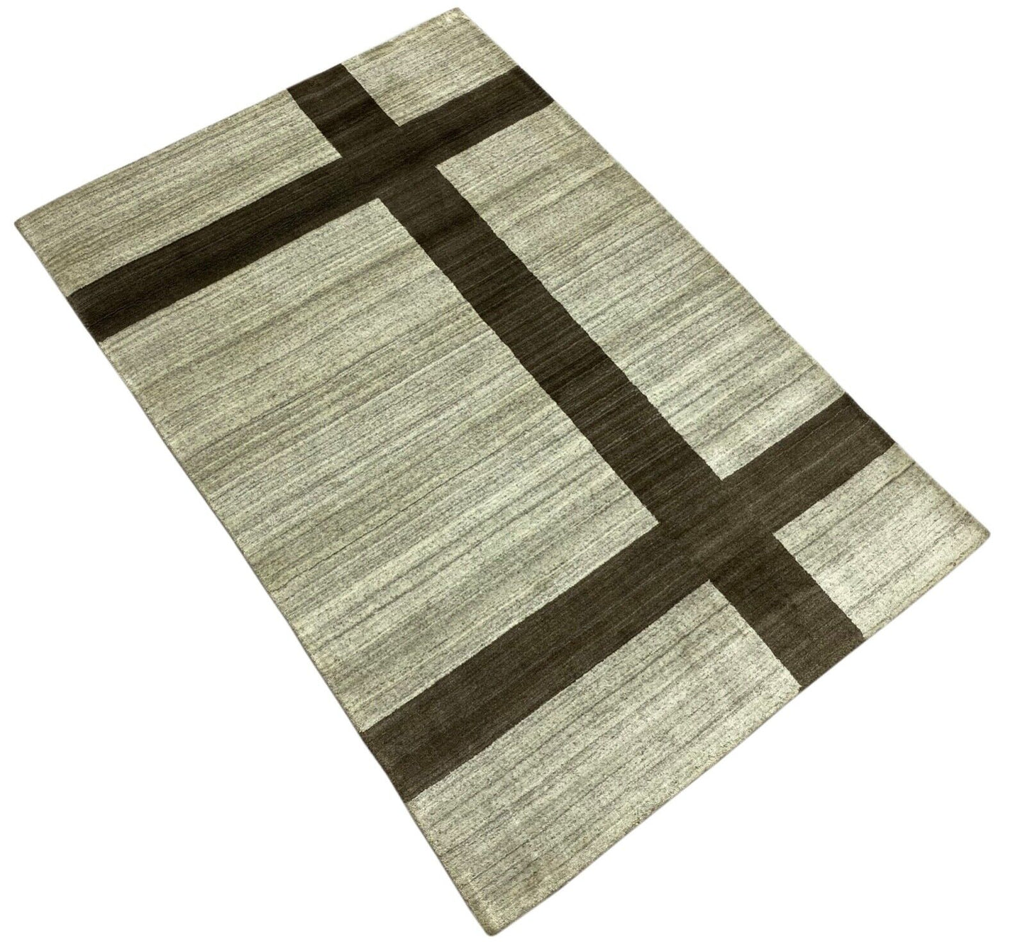 Teppich 100% Wolle Grau Beige Gabbeh lori Handgewebt 120x180 cm dp Garn S151