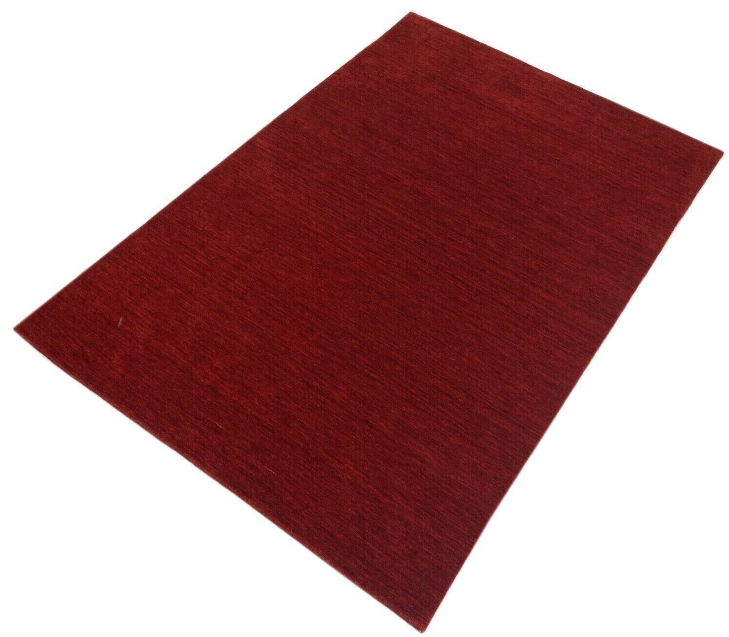 Rot Teppich 100% Wolle Gabbeh 170x240 cm Handgewebt einfarbig gefärbt WR136