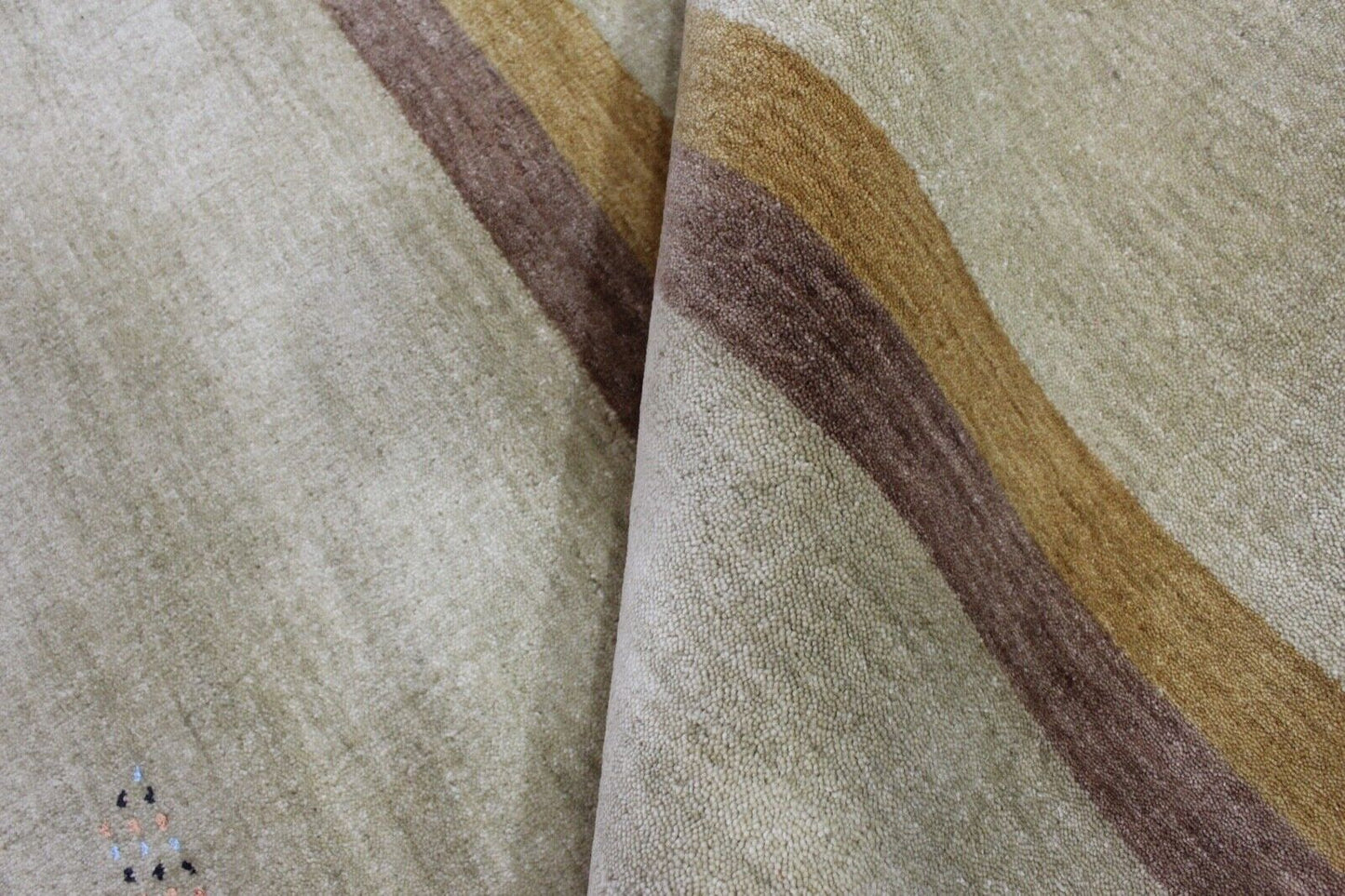 Gabbeh Teppich Beige 100% Wolle 170x240 cm Orientteppich Handgewebt Lr477