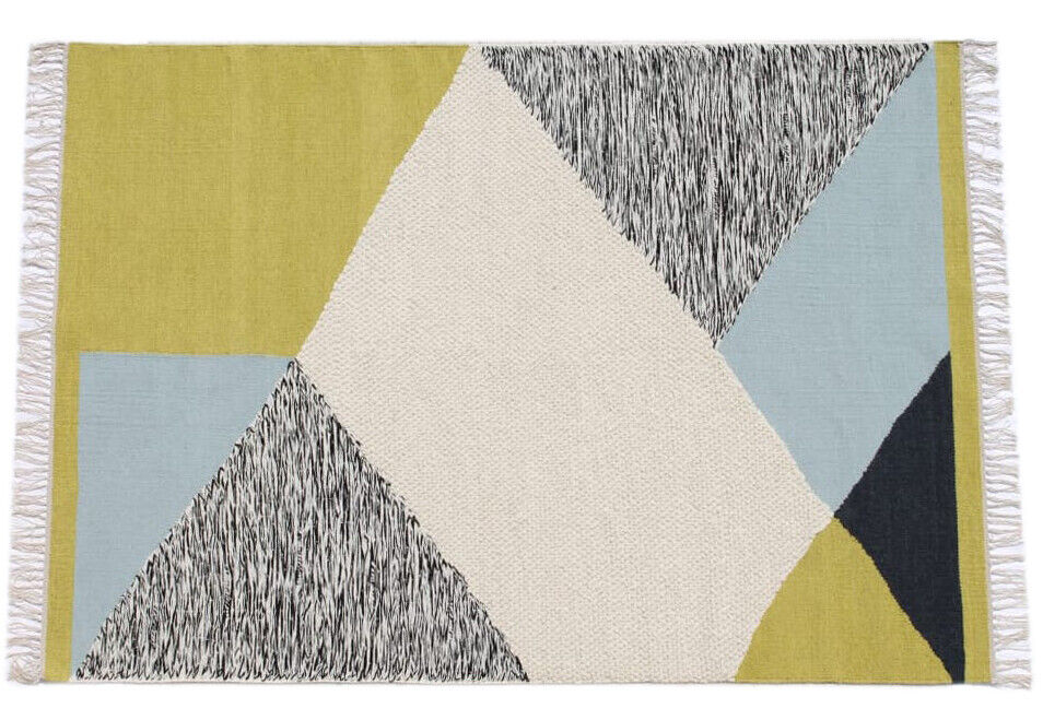 Kilim 100% wolle  Teppich Handgewebt Gold Grün Beige Kelim 160X230 cm