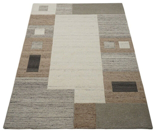 Teppich 100% Wolle Braun Beige 160X230 cm Orientteppich Handgetuftet HT201U