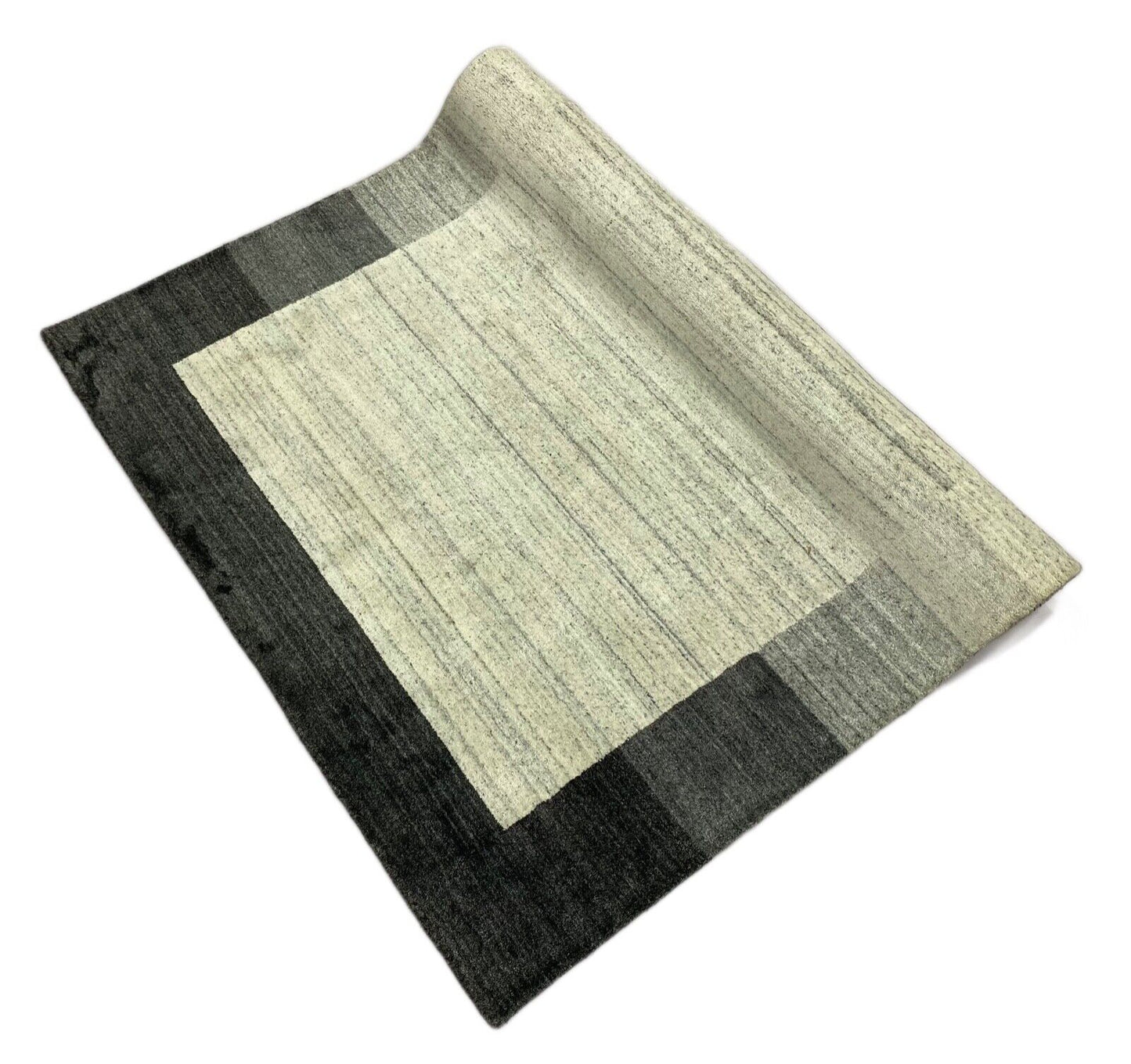 Teppich 100% Wolle Grau Beige Gabbeh lori Handgewebt 120x180 cm dp Garn S21
