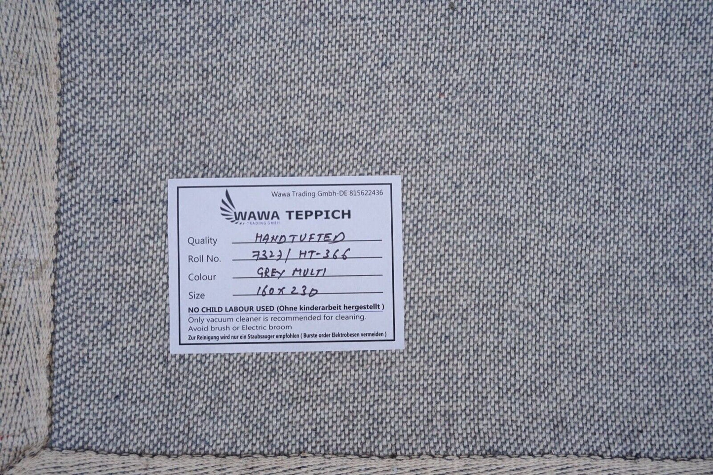 Beige Grau Braun Teppich 100% Wolle 160X230 cm Orientteppich Handgetuftet HT366