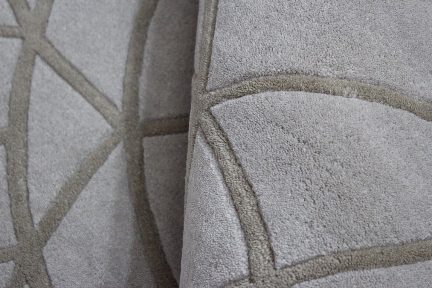 Teppich 100% Wolle Grau Modern Wohnzimmer Beige 200X200 CM Handgetuftet WT3