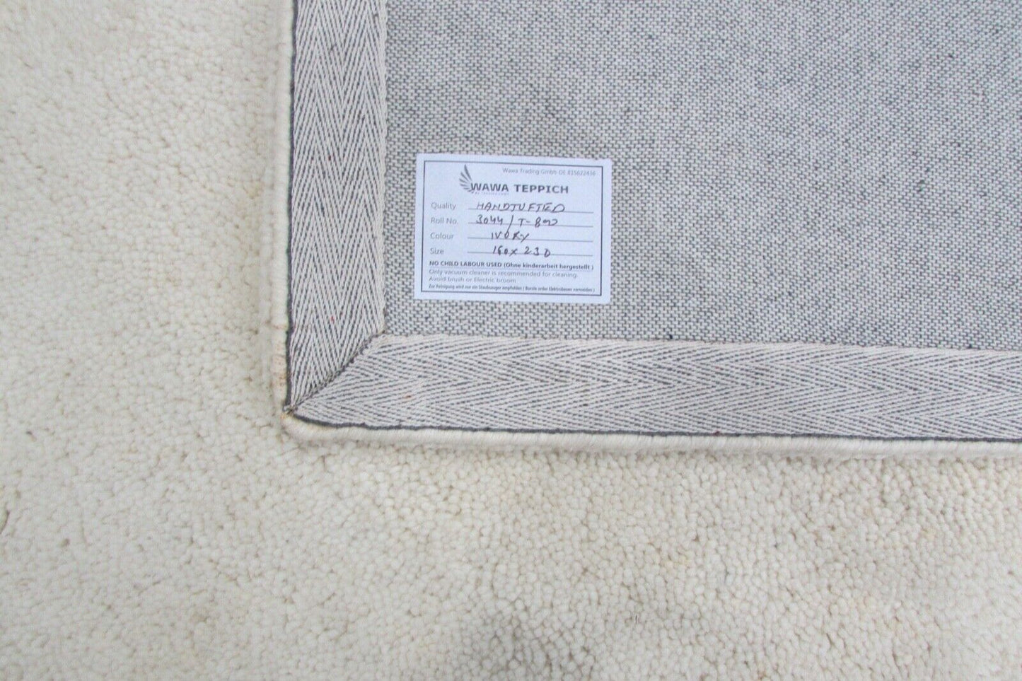 Teppich 100% Wolle 160X230 cm Beige Orientteppich Handgetuftet T800