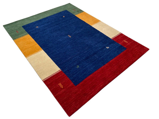 Blau Gabbeh 100% Wolle Orientteppich Handgewebt loom Teppich 140x200 cm