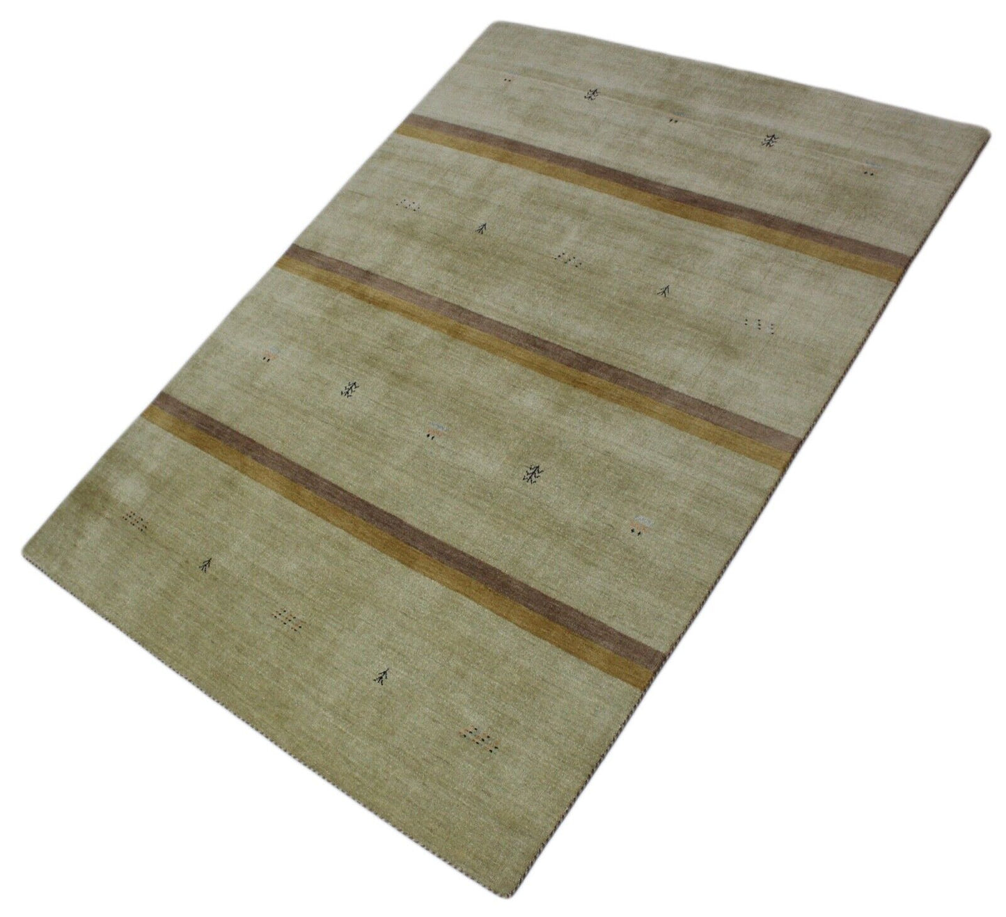 Gabbeh Teppich Beige 100% Wolle 170x240 cm Orientteppich Handgewebt Lr477