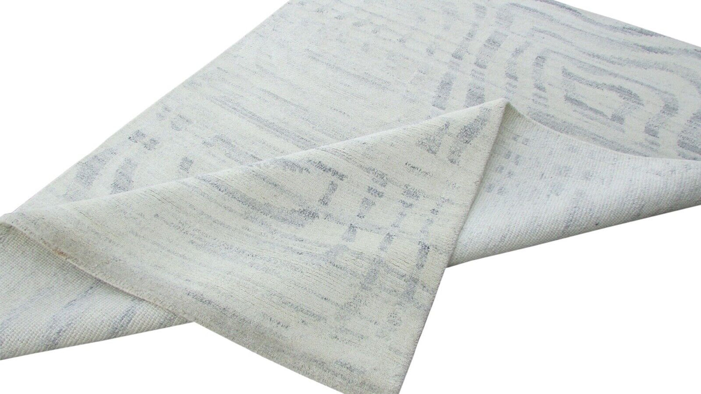 Nepal Teppich Handgeknüpft Grau Beige 100% Wolle Orientteppich 160x230 cm N-64