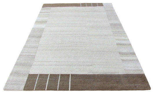 Nepal Teppich Handgeknüpft Braun Beige 100% Wolle Orientteppich 163x225 cm N-7