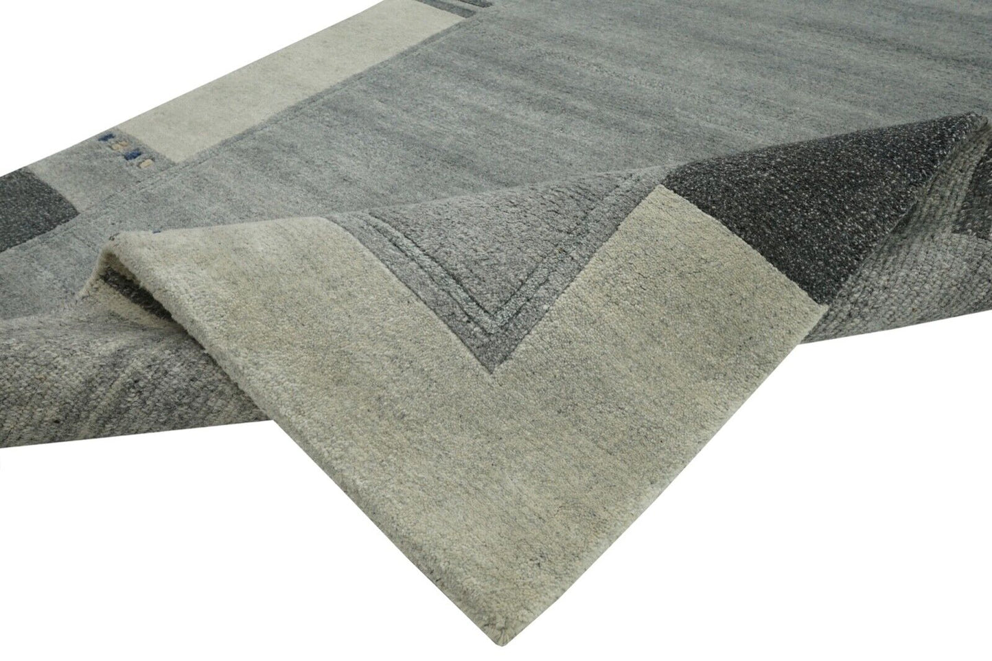 Grau Nepal Teppich Handgeknüpft Beige 100% Wolle Orientteppich 125x180 cm N751