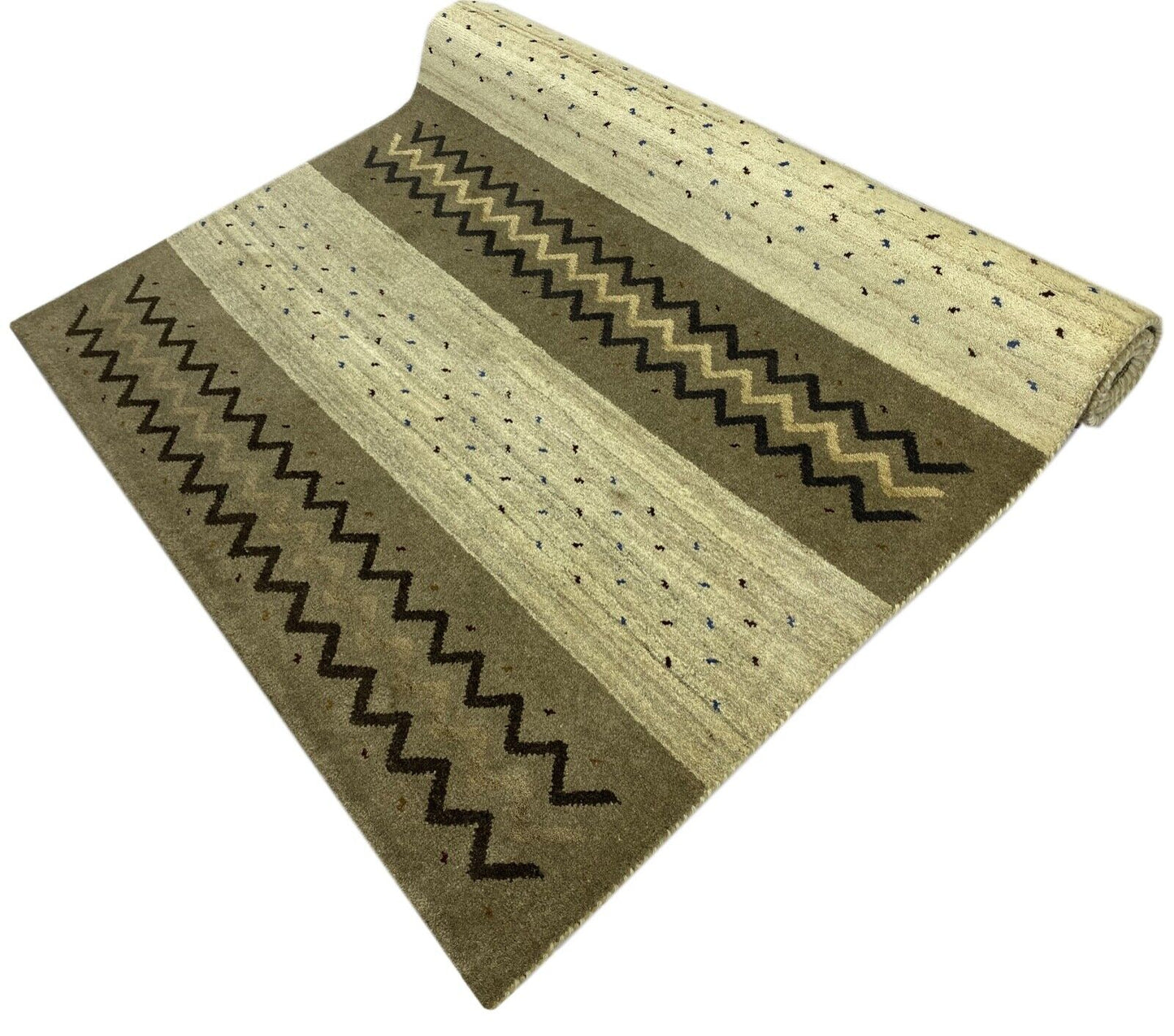 Gabbeh Teppich 100% Wolle Beige Braun Handgeknüpft 170X240 cm WR41