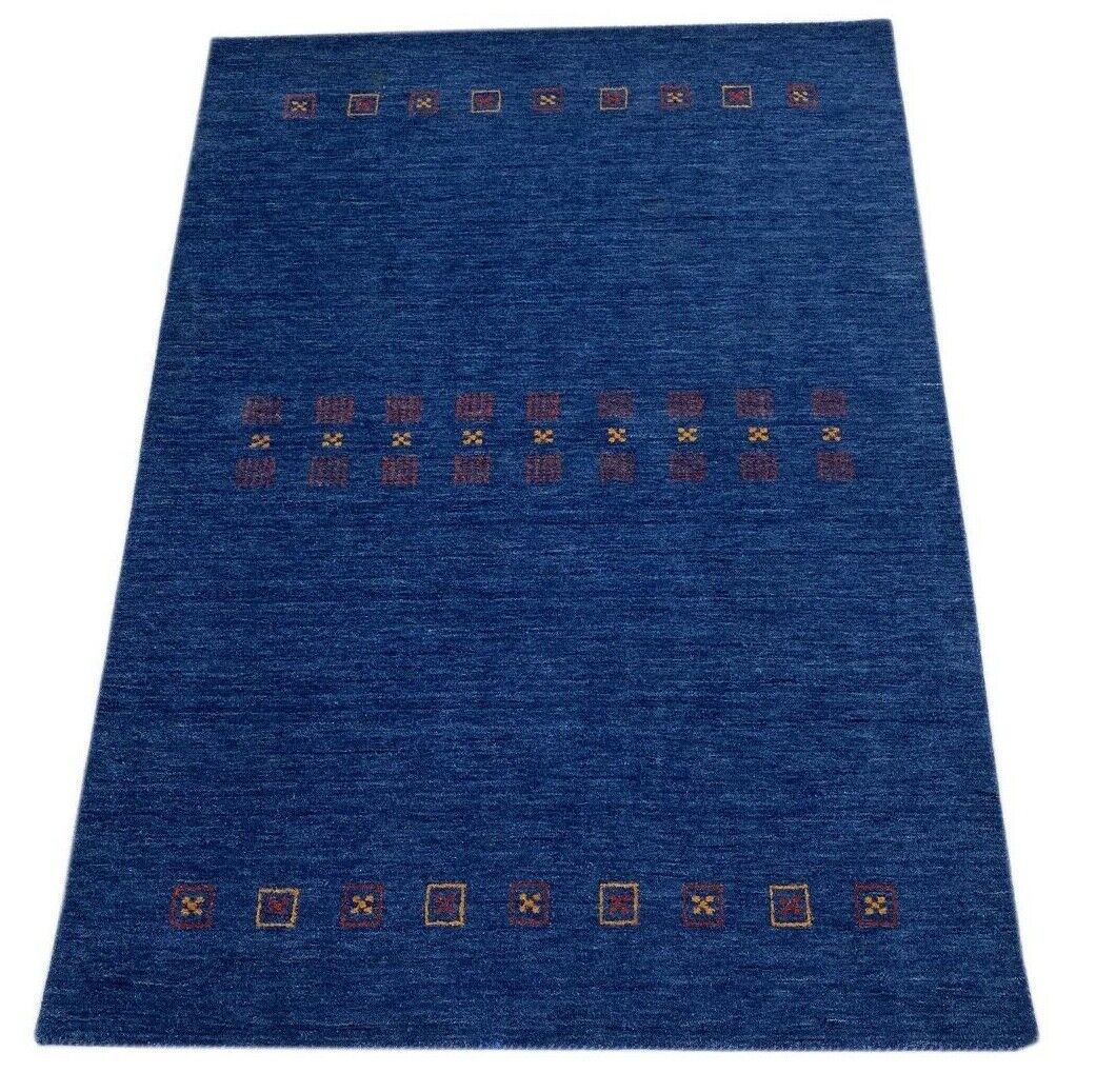 Blau Gabbeh Wohnzimmer Teppich 100% Wolle 170x240 cm Orient Handgewebt W5