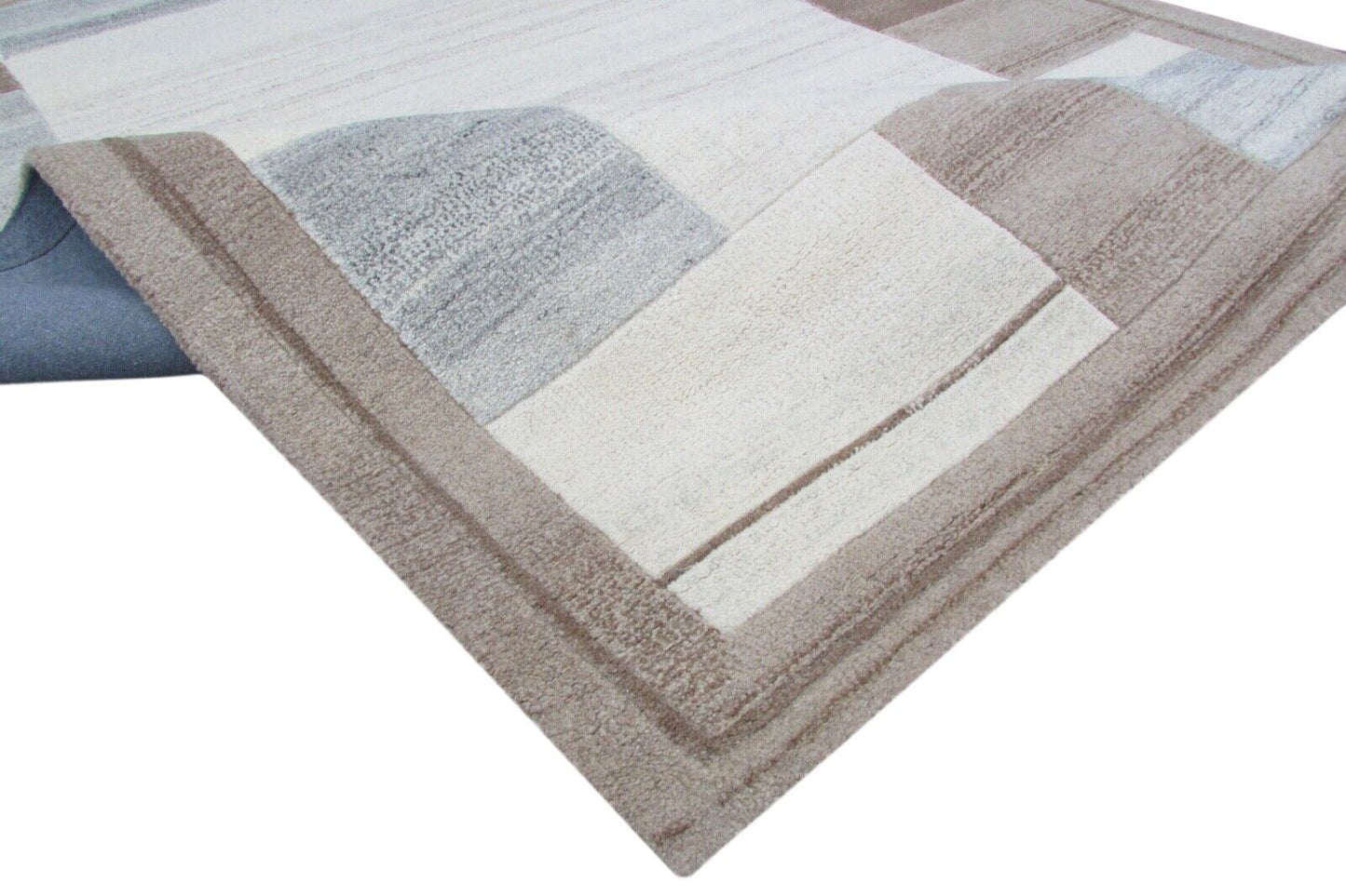 Teppich 100% Wolle Beige Grau 160X230 cm Orientteppich Handgetuftet T790